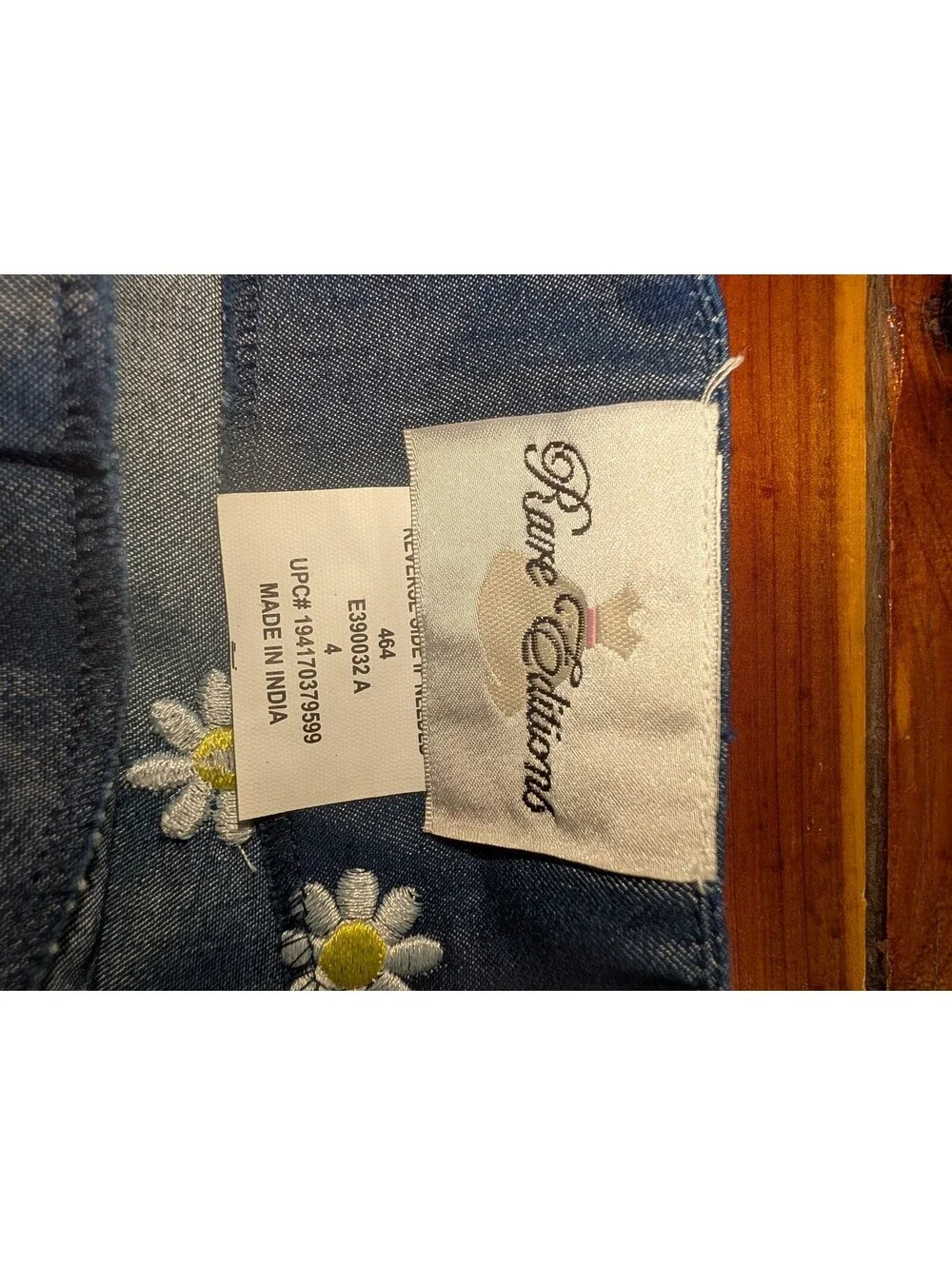 Rare Editions Girls Denim Dress with Daisy Embroidery